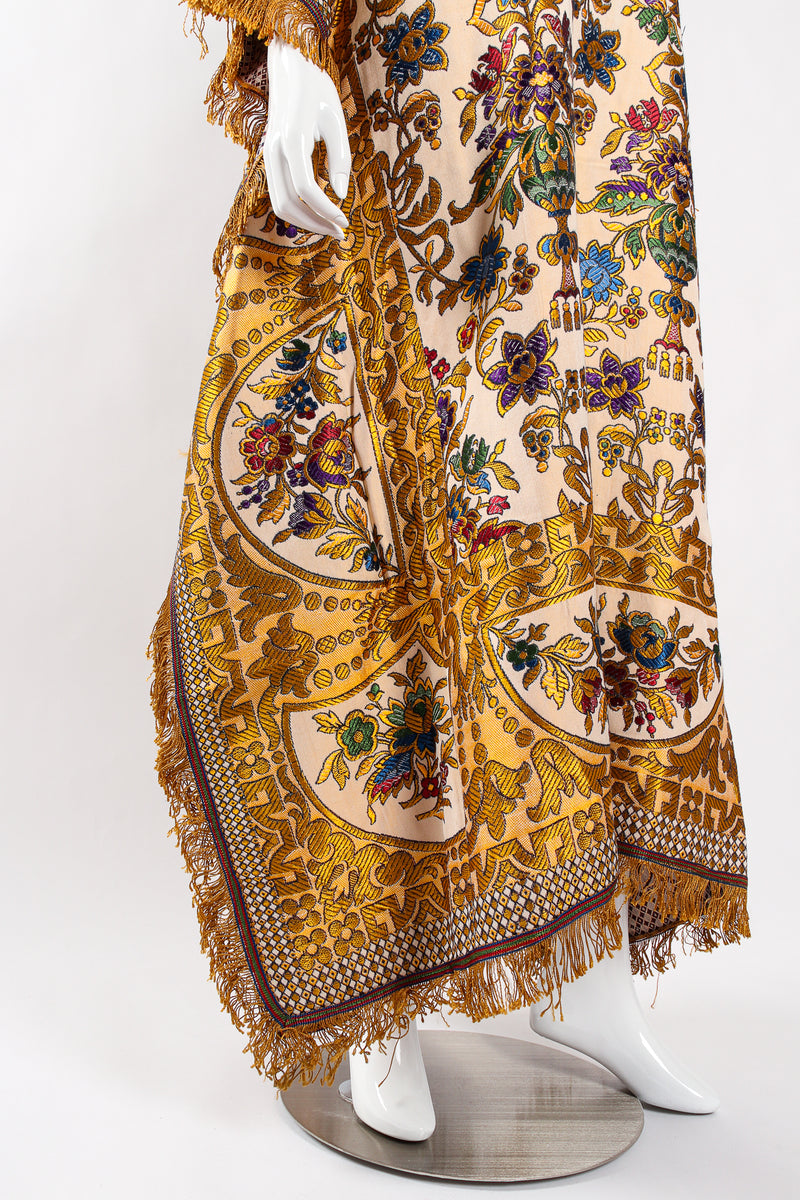 Vintage Georgie Keyloun Fringed Tapestry Caftan on Mannequin hem at Recess Los Angeles