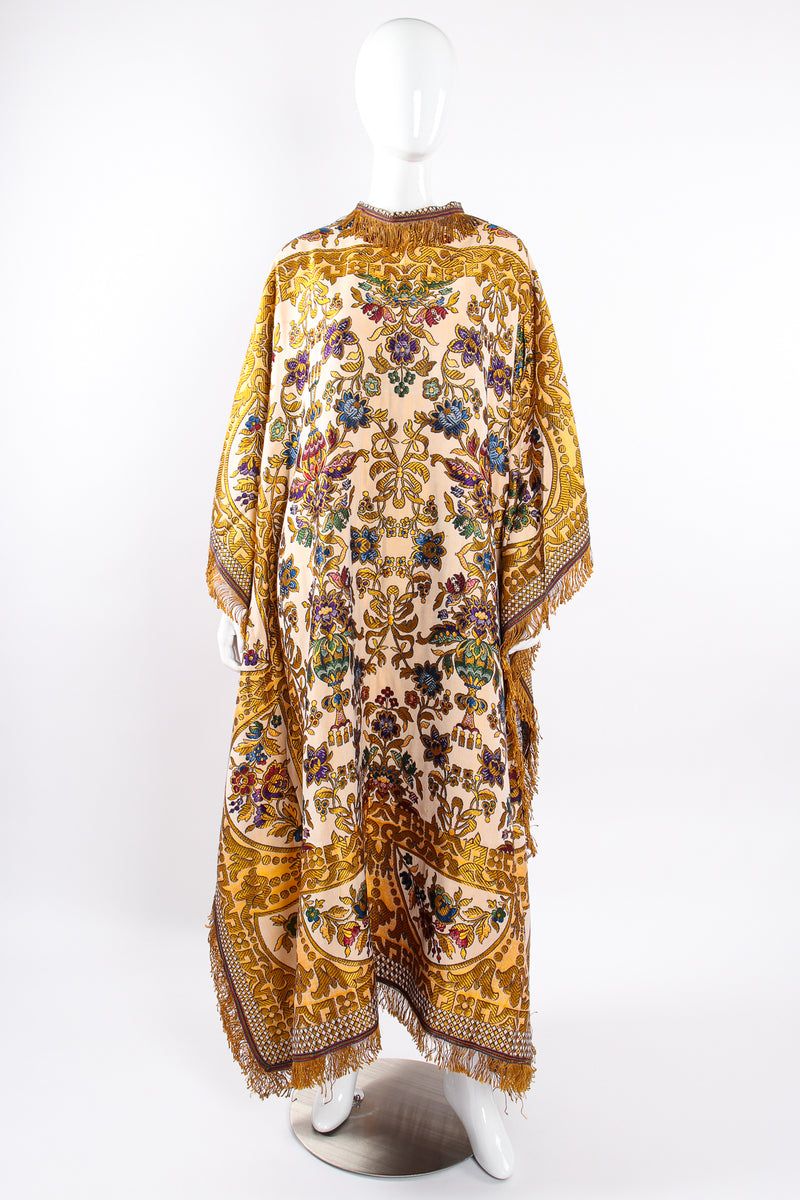 Vintage Georgie Keyloun Fringed Tapestry Caftan on Mannequin front at Recess Los Angeles