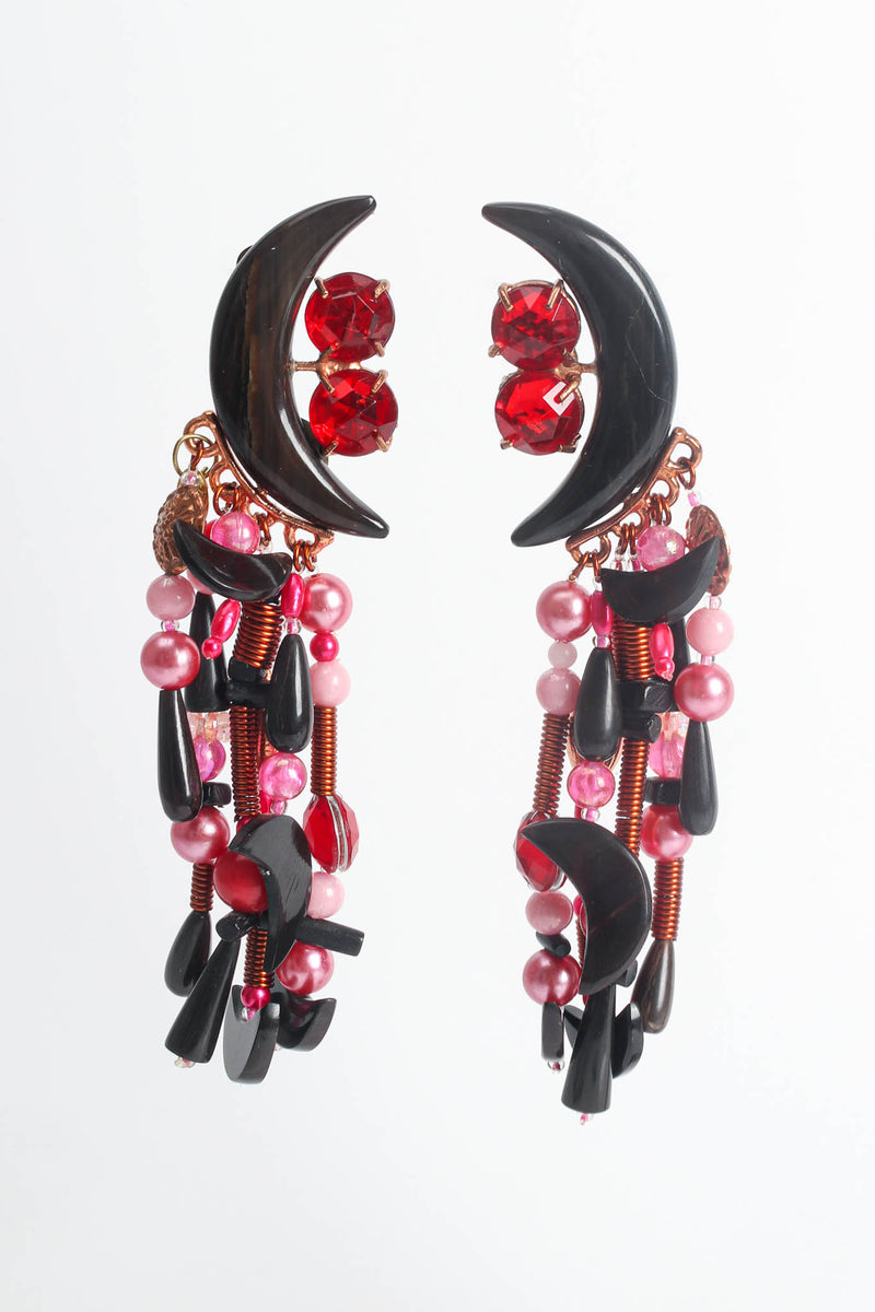 Vintage Gerda Lynggaard Pour Monies Jeweled Moon Earrings front pair @ Recess Los Angeles