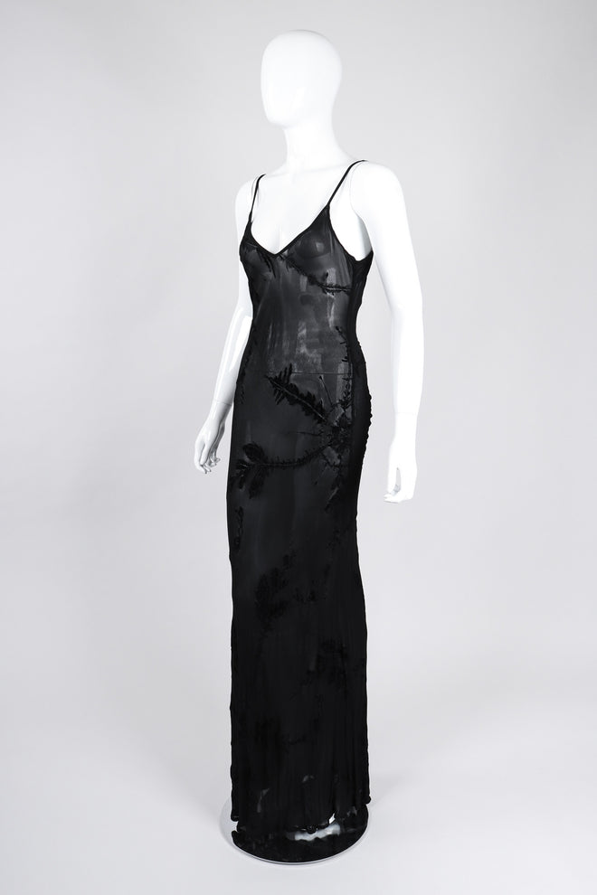 Recess Los Angeles Vintage Ghost 90s Sheer Velvet Burnout Slip Dress