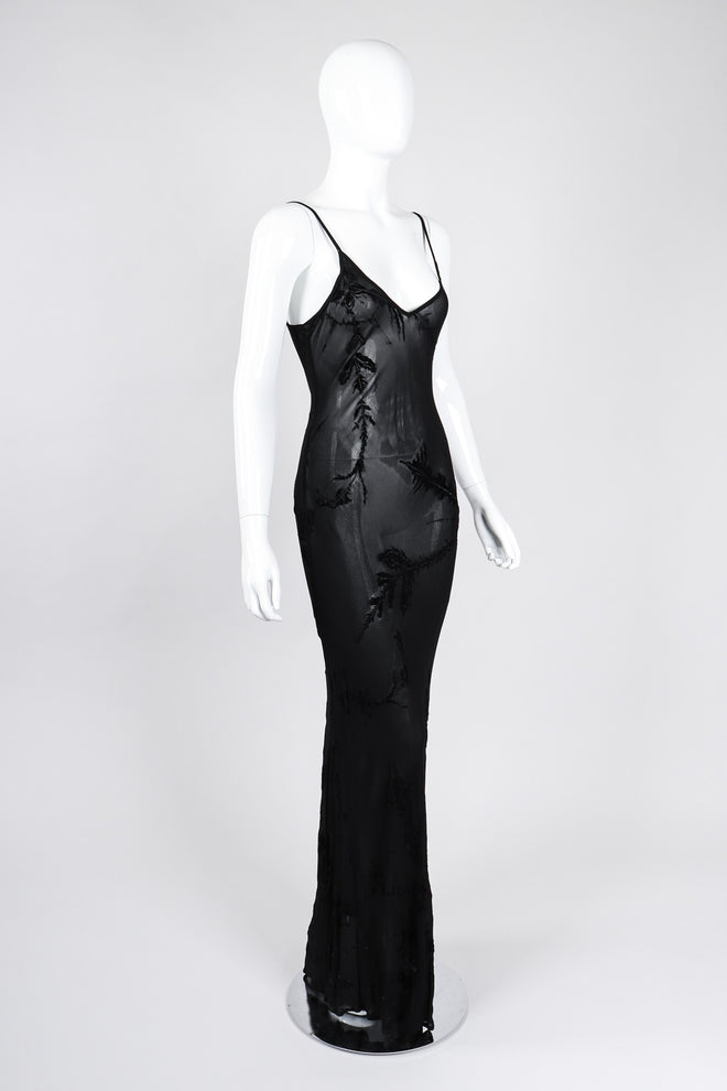 Recess Los Angeles Vintage Ghost 90s Sheer Velvet Burnout Slip Dress