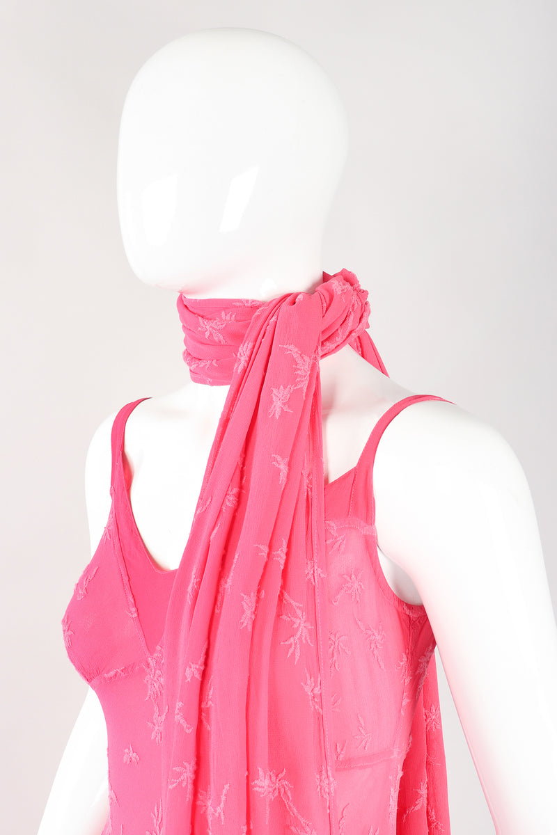 Vintage Ghost Hot Pink 90s Minimal Embroidered Slip Dress & Shawl Recess Vintage Ghost Hot Pink 90s Minimal Embroidered Slip Dress & Shawl Recess