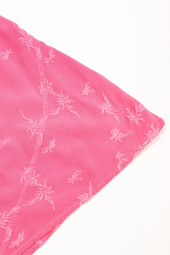 Recess Los Angeles Designer Consignment Vintage Ghost Hot Pink 90s Minimal Embroidered Slip Dress & Shawl