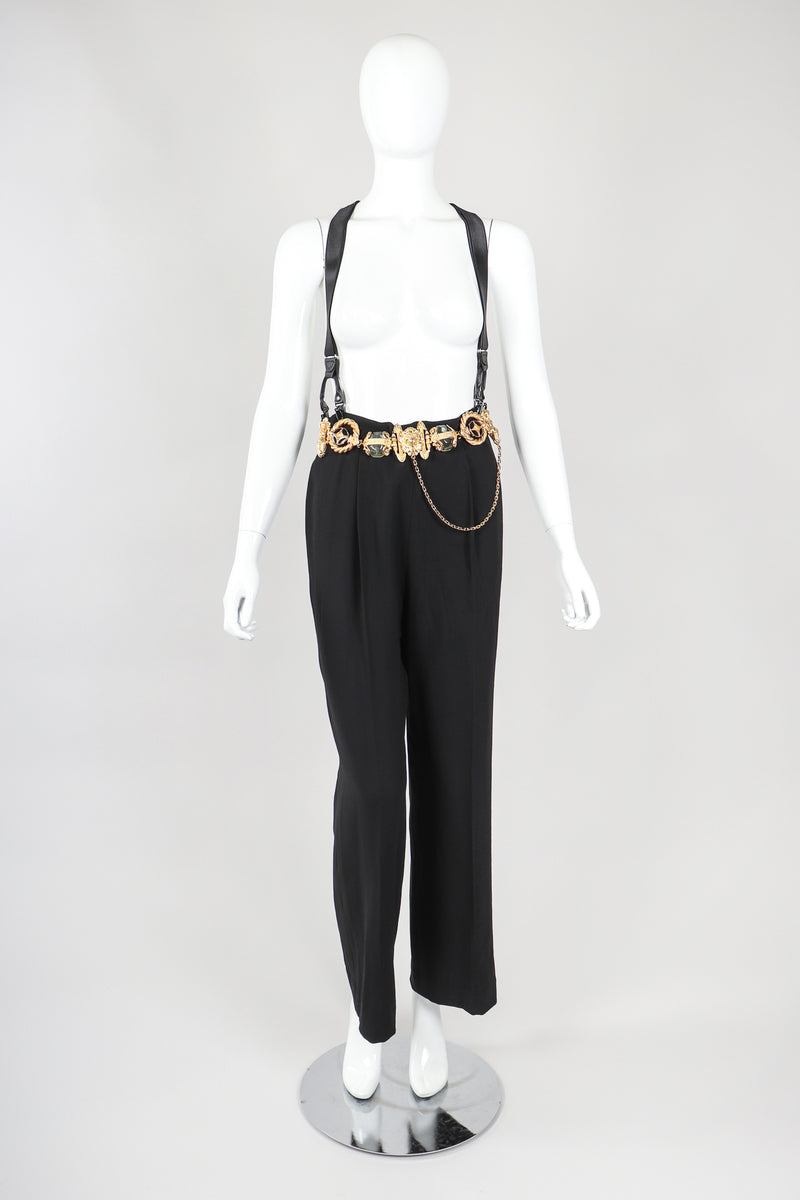 Recess Vintage Gianfranco Ferre Black Belted Pant & Suspenders on Mannequin