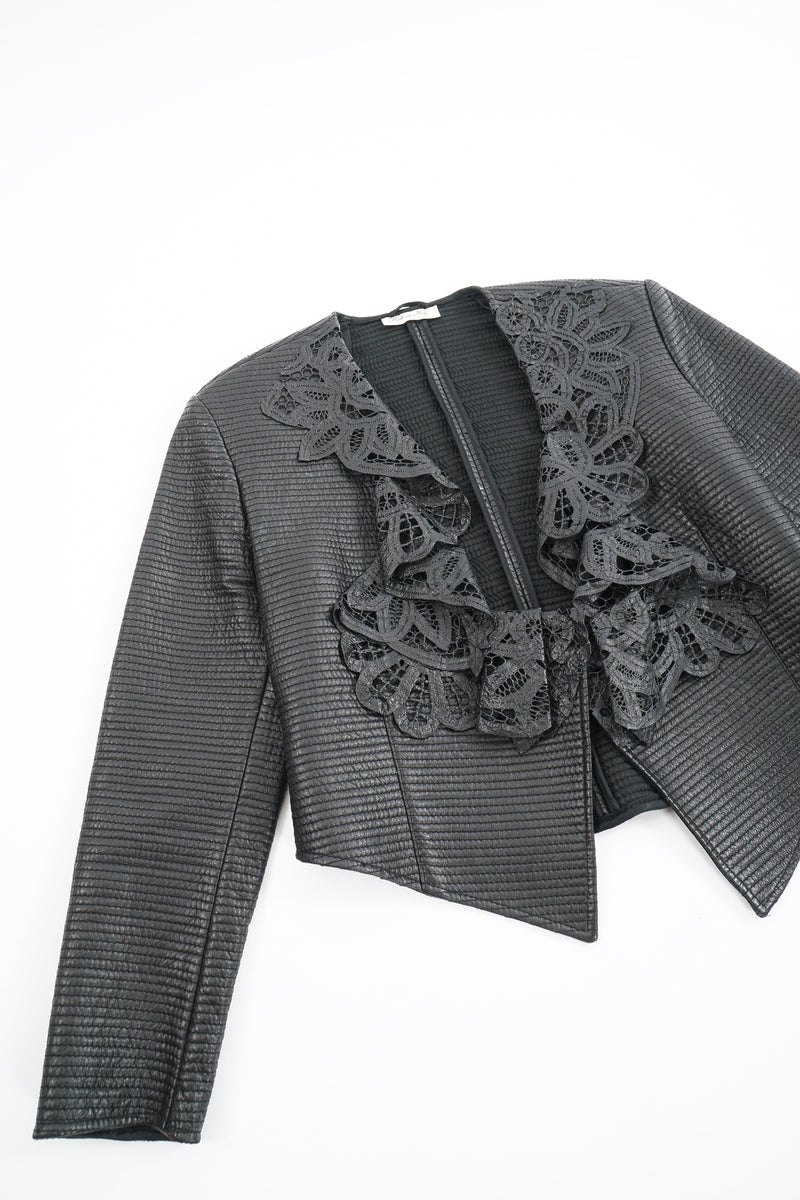 Vintage Gianfranco Ferre Quilted Leather Lace Jacket flat at Recess Los Angeles