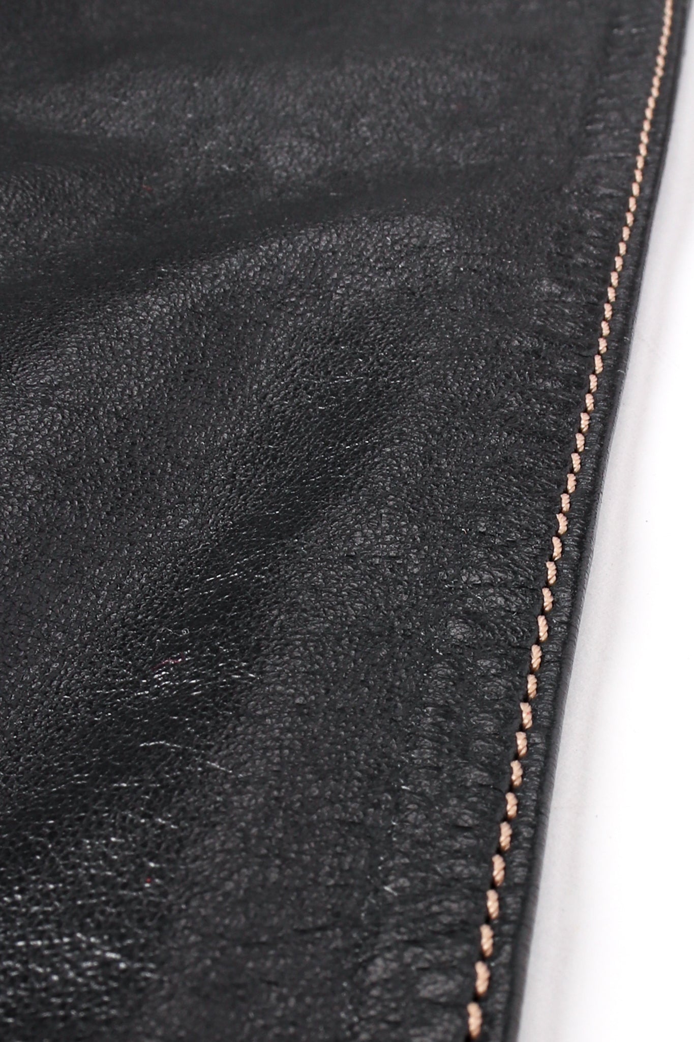 Vintage Gianfranco Ferre Wide Leather Sash Belt stitch detail at Recess Los Angeles