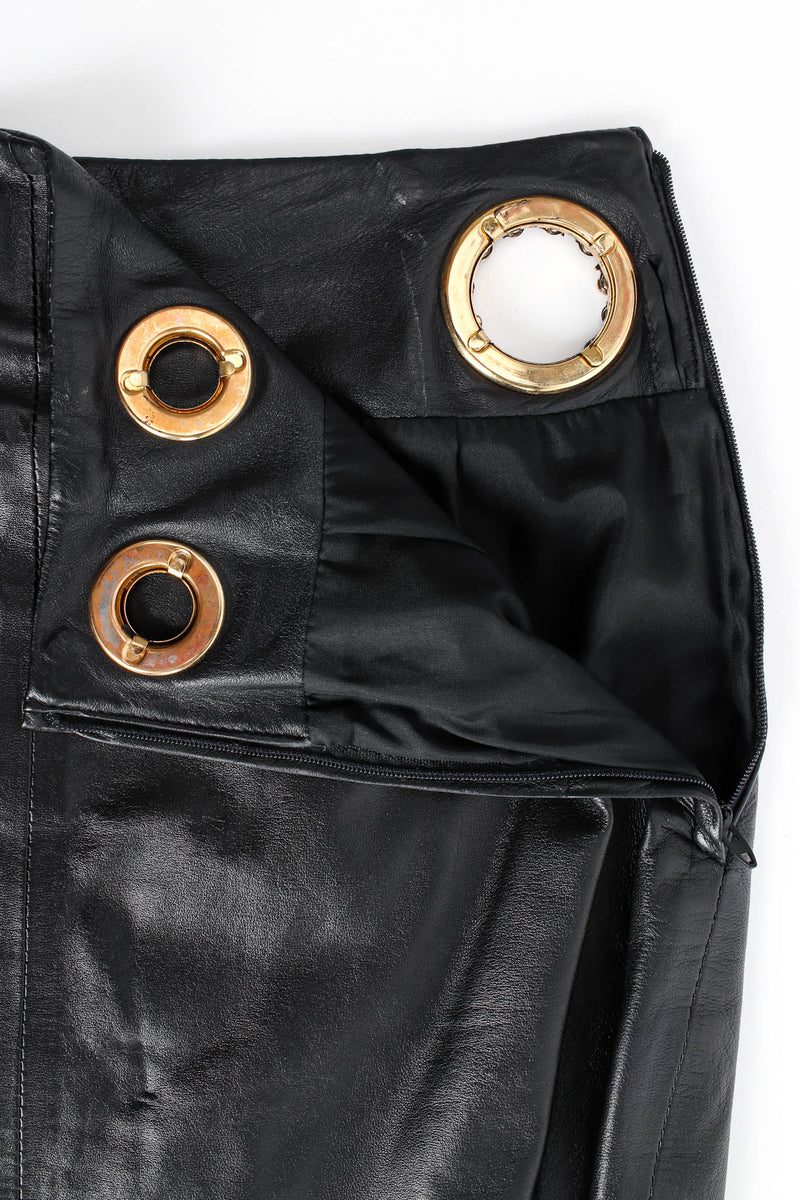 Vintage Gianfranco Ferre Grommet Leather Top & Skirt Set reverse rivets @ Recess LA