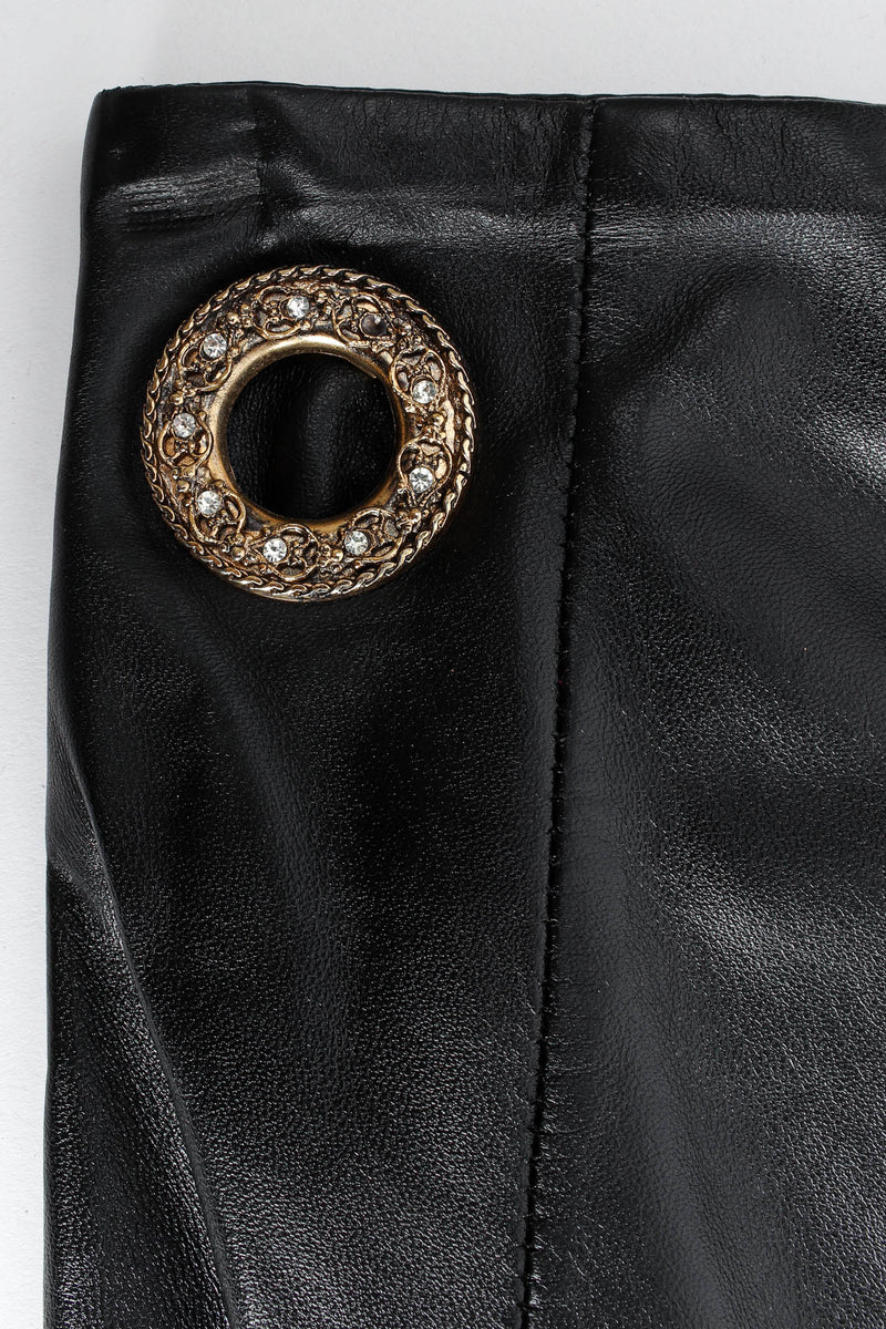 Vintage Gianfranco Ferre Grommet Leather Top & Skirt Set 1 missing stone @ Recess LA
