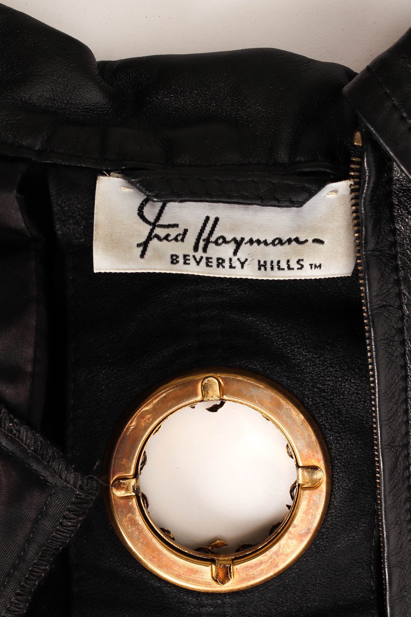 Vintage Gianfranco Ferre Eyelet Leather Top & Skirt Set label @ Recess LA