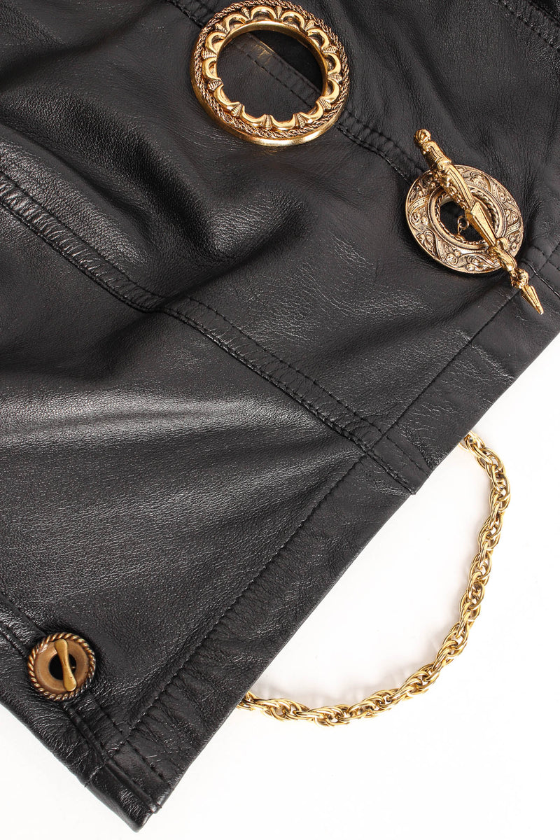Vintage Gianfranco Ferre Grommet Leather Top & Skirt Set Grommets closeup @ Recess LA
