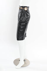 Vintage Gianfranco Ferre Grommet Leather Top & Skirt Set mannequin skirt side @ Recess LA