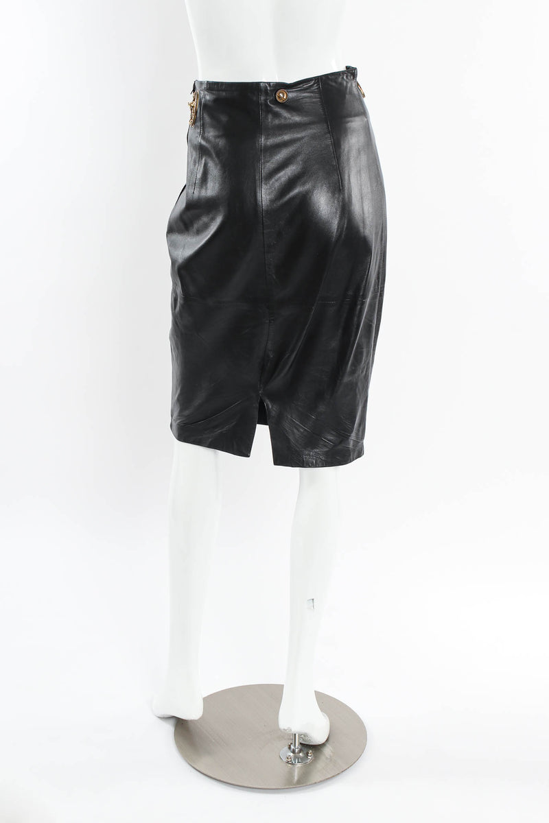 Vintage Gianfranco Ferre Grommet Leather Top & Skirt Set mannequin skirt back @ Recess LA