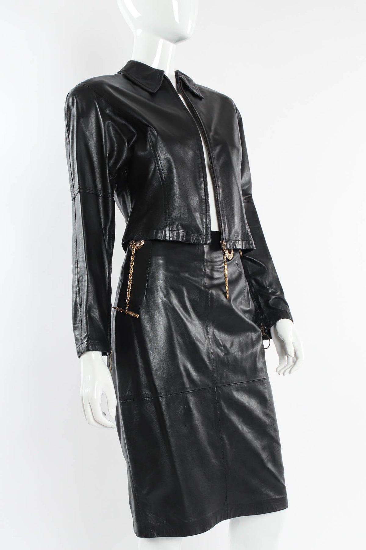 Vintage Gianfranco Ferre Grommet Leather Top & Skirt Set – Recess