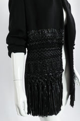 Vintage Gianfranco Ferre Leather Macrame Boyfriend Jacket on Mannequin crop at Recess Los Angeles