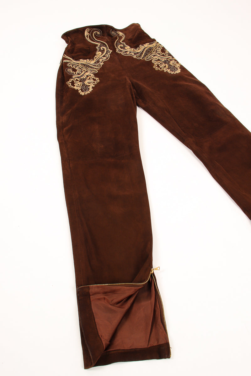 Vintage Gianfranco Ferre Suede Corset Waist Jodhpur Pants flat at Recess Los Angeles
