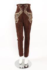 Vintage Gianfranco Ferre Suede Corset Waist Jodhpur Pants on Mannequin front at Recess Los Angeles