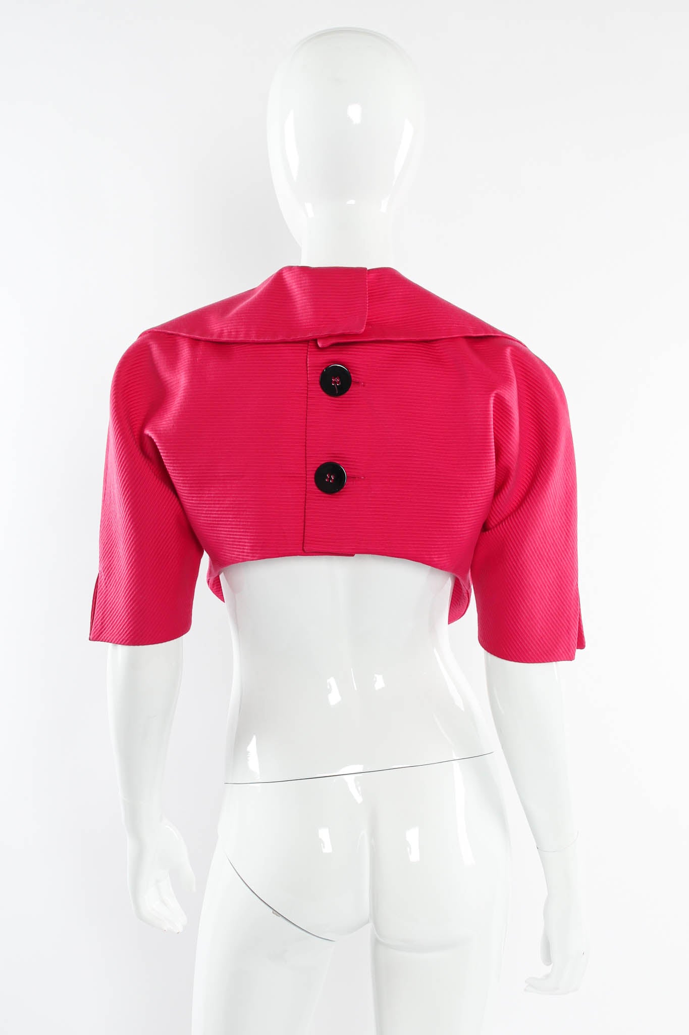 Vintage Gianfranco Ferre Ribbed Bolero & Dress Set mannequin bolero back @ Recess Los Angeles