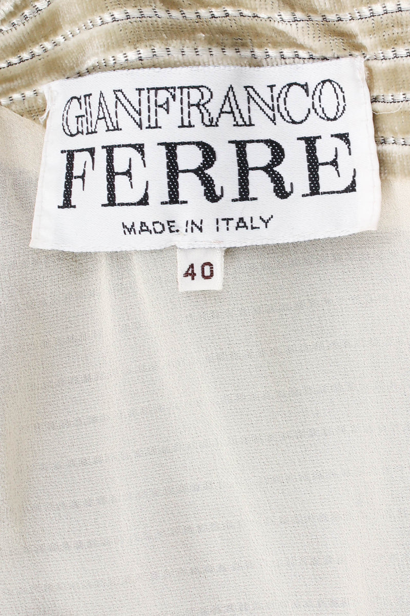 Vintage Gianfranco Ferre Wide Wale Velvet Gown label at Recess Los Angeles