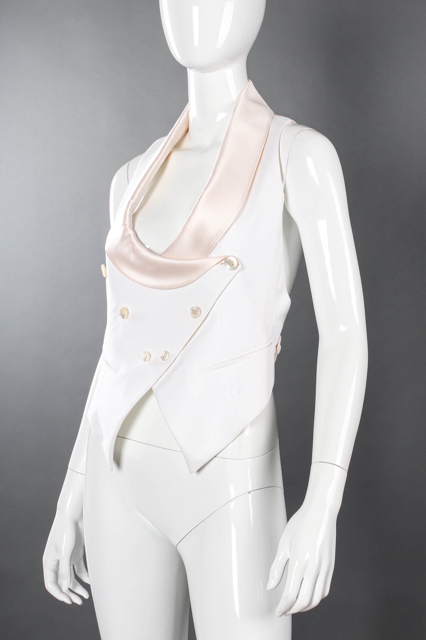Vintage Gianfranco Ferre Silk Tuxedo Vest mannequin angle @ Recess Los Angeles