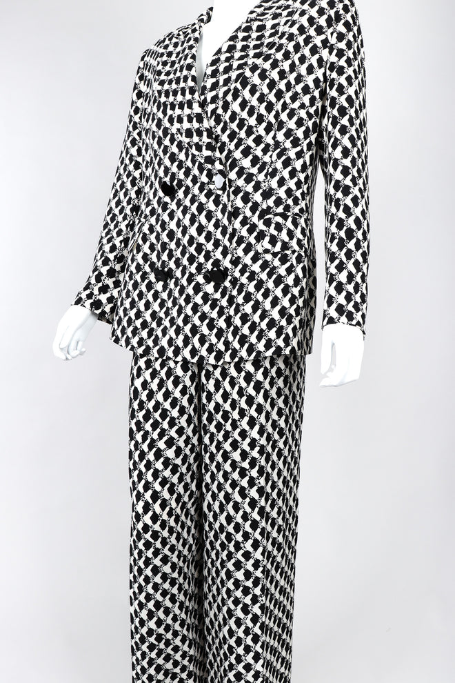 Recess Los Angeles Vintage Gianfranco Ferre Graphic Black And White Double Breasted Jacket Double Pleat Pants 