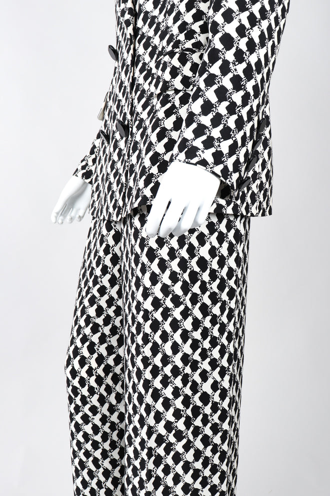 Recess Los Angeles Vintage Gianfranco Ferre Graphic Black And White Double Breasted Jacket Double Pleat Pants 