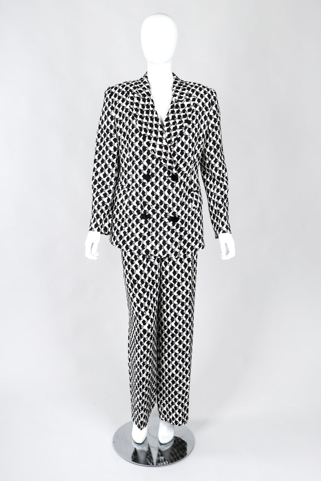 Recess Los Angeles Vintage Gianfranco Ferre Graphic Black And White Double Breasted Jacket Double Pleat Pants 