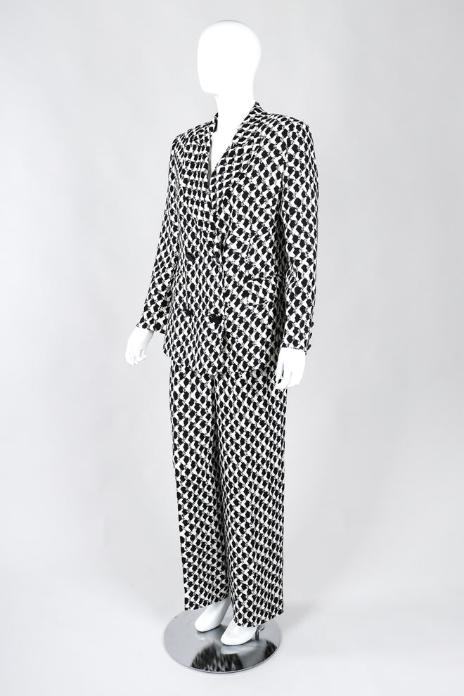 Recess Los Angeles Vintage Gianfranco Ferre Graphic Black And White Double Breasted Jacket Double Pleat Pants 