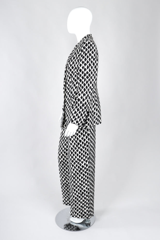Recess Los Angeles Vintage Gianfranco Ferre Graphic Black And White Double Breasted Jacket Double Pleat Pants 