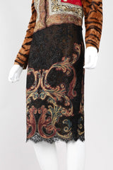 Recess Los Angeles Vintage Gianfranco Ferre Baroque Metallic Embroidered Lace Skirt
