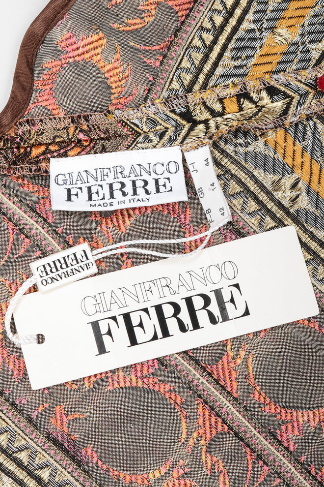 Recess Los Angeles Vintage Gianfranco Off-The-Shoulder Ferre Tiger Fur Brocade Top
