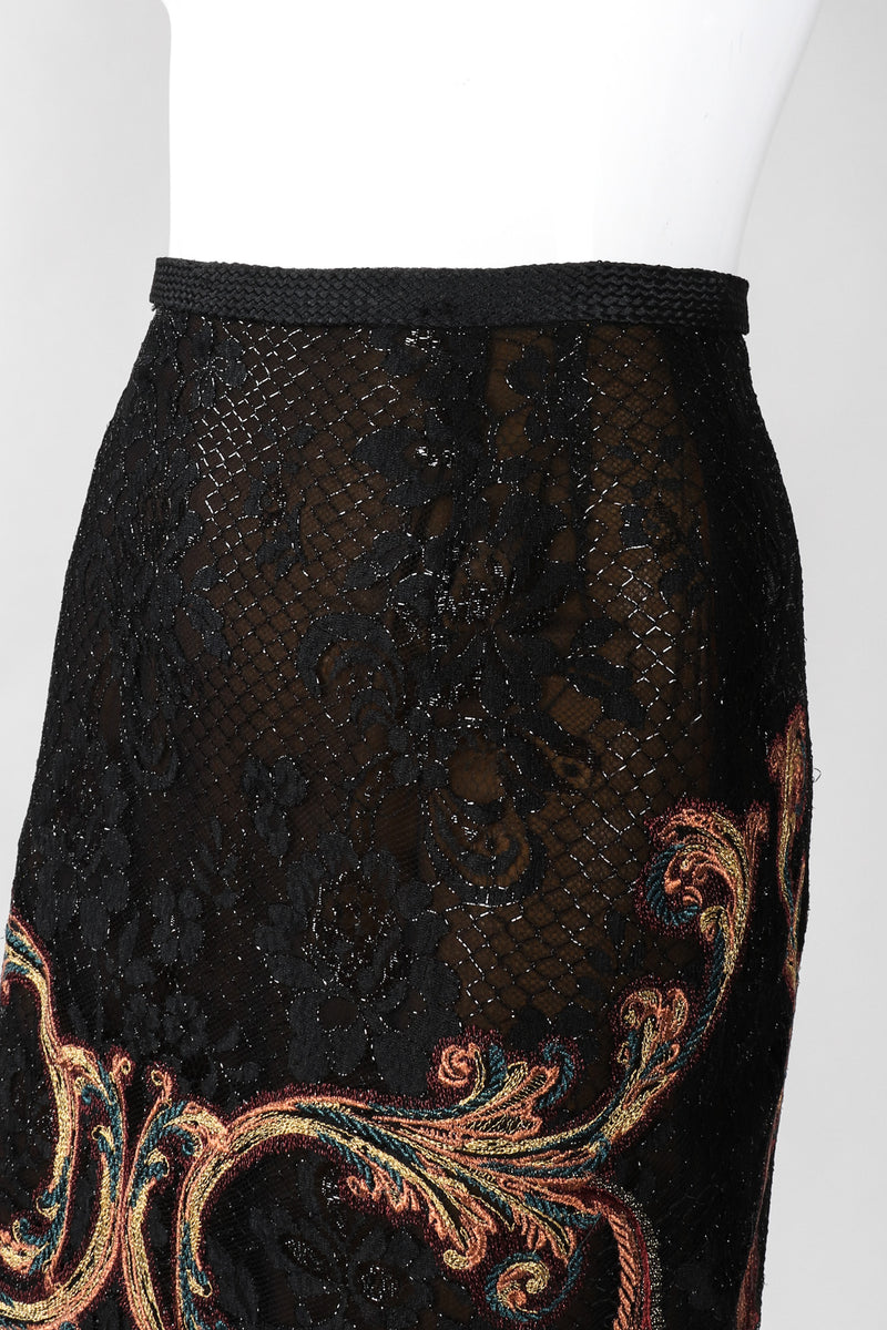 Recess Los Angeles Vintage Gianfranco Ferre Baroque Metallic Embroidered Lace Skirt