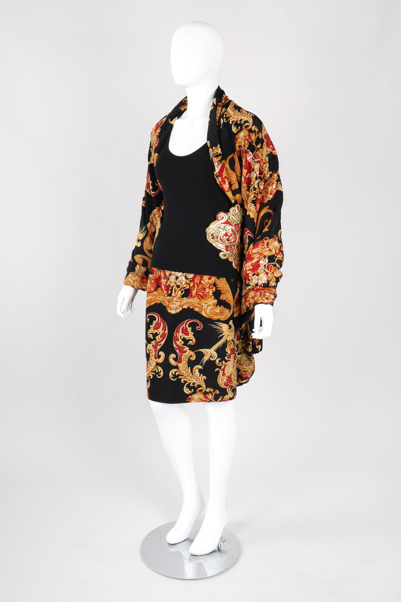 Recess Los Angeles Vintage Gianfranco Ferre Baroque Quilted Embroidered Skirt & Wrap Set