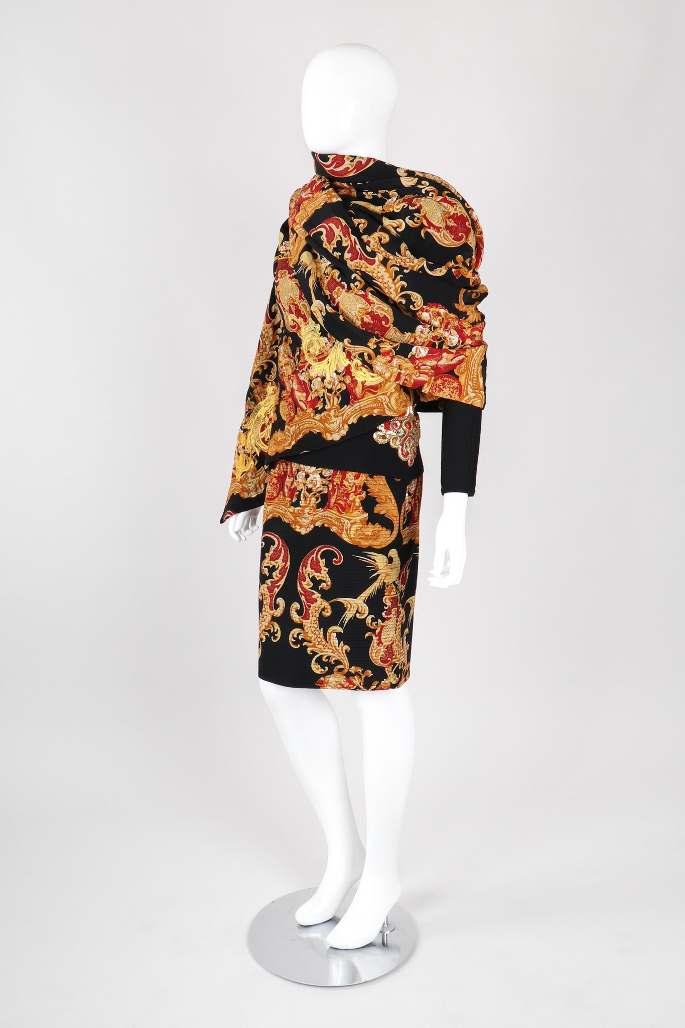 Recess Los Angeles Vintage Gianfranco Ferre Baroque Quilted Embroidered Skirt & Wrap Set