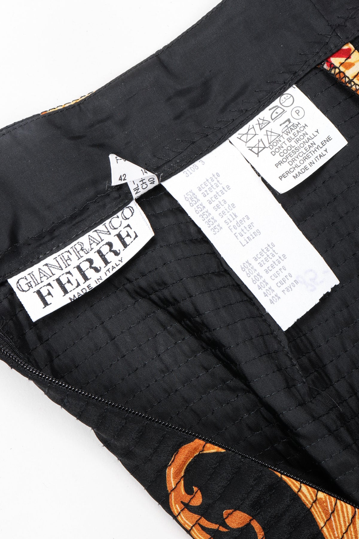 Vintage Gianfranco Ferre Baroque Quilted Embroidered Skirt