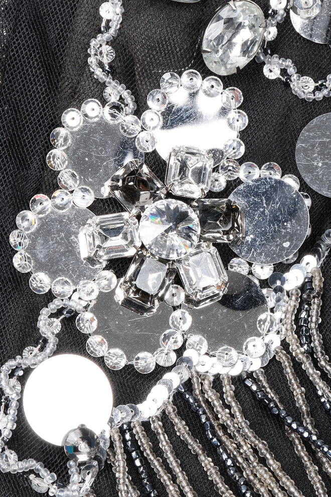 Recess Los Angeles Vintage Gianfranco Ferre Mesh Crystal Bead Fringe Gatsby Flapper Skirt