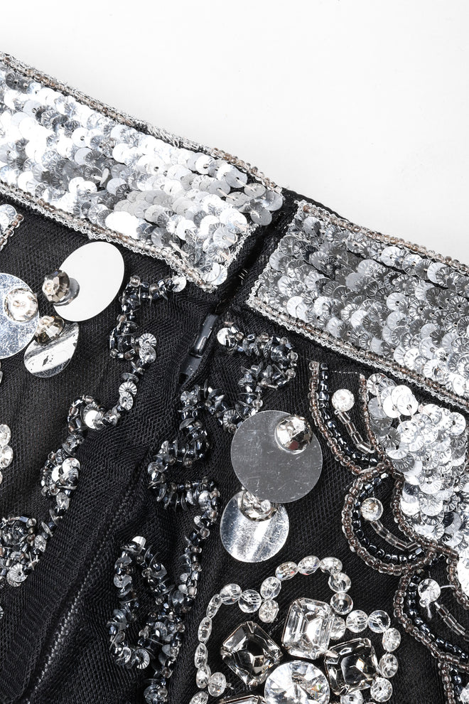 Recess Los Angeles Vintage Gianfranco Ferre Mesh Crystal Bead Fringe Gatsby Flapper Skirt