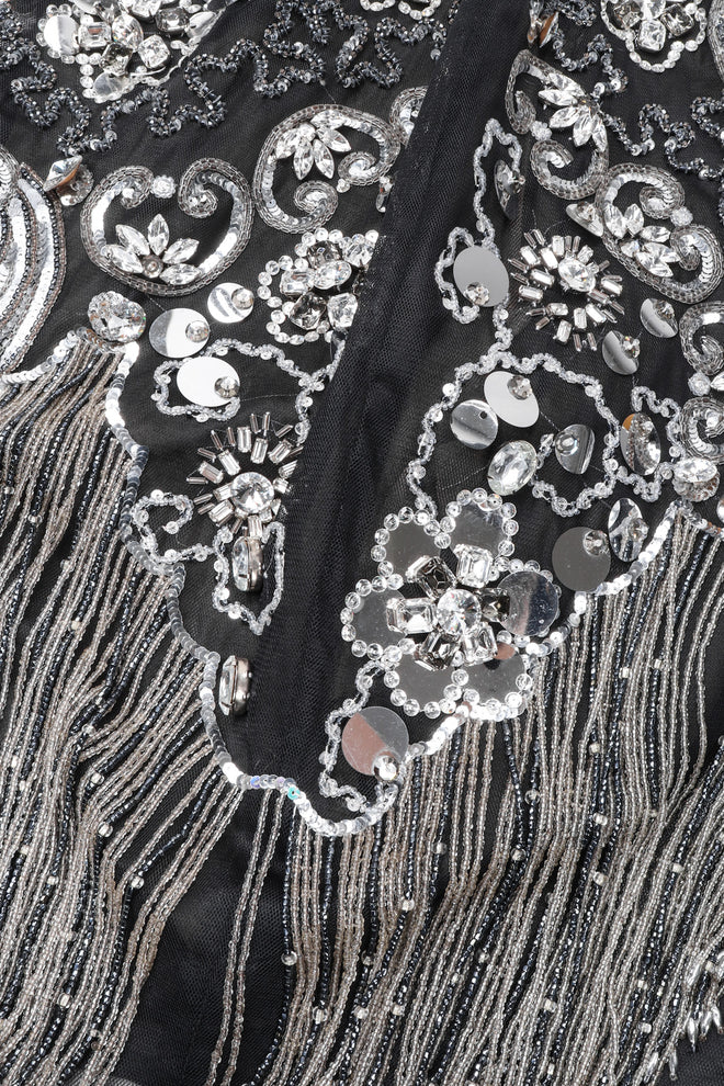 Recess Los Angeles Vintage Gianfranco Ferre Mesh Crystal Bead Fringe Gatsby Flapper Skirt