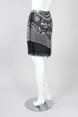 Recess Los Angeles Vintage Gianfranco Ferre Mesh Crystal Bead Fringe Gatsby Flapper Skirt
