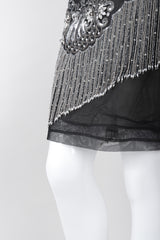 Recess Los Angeles Vintage Gianfranco Ferre Mesh Crystal Bead Fringe Gatsby Flapper Skirt