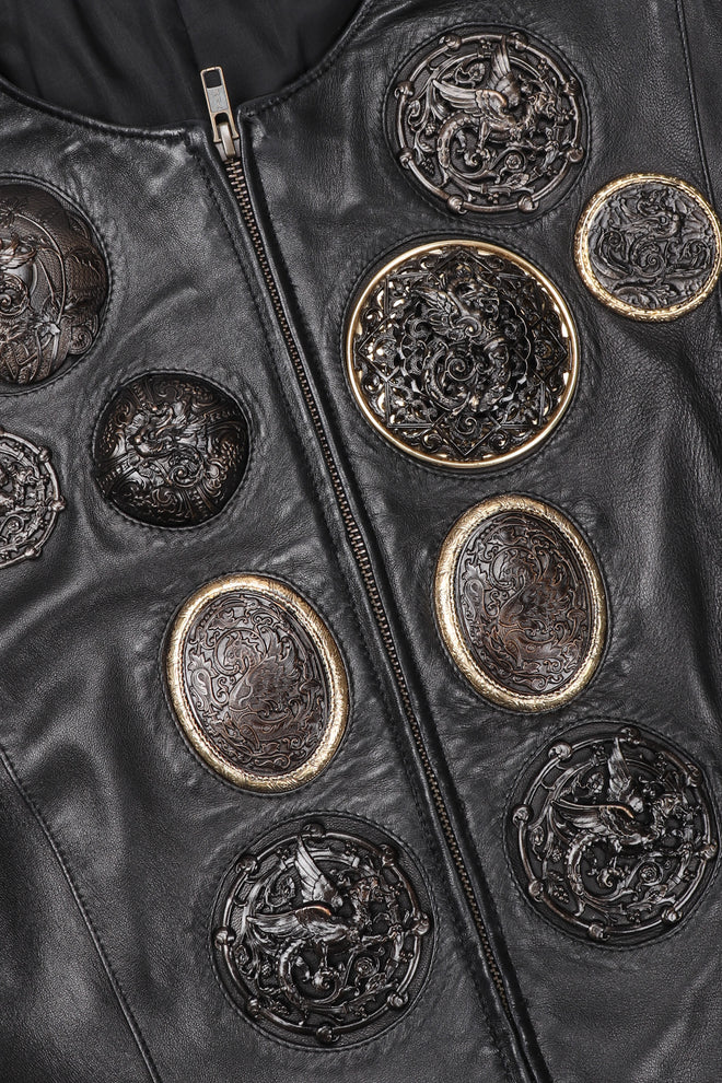 Recess Los Angeles Vintage Gianfranco Ferre Leather GoT Dragon Medallion Dress
