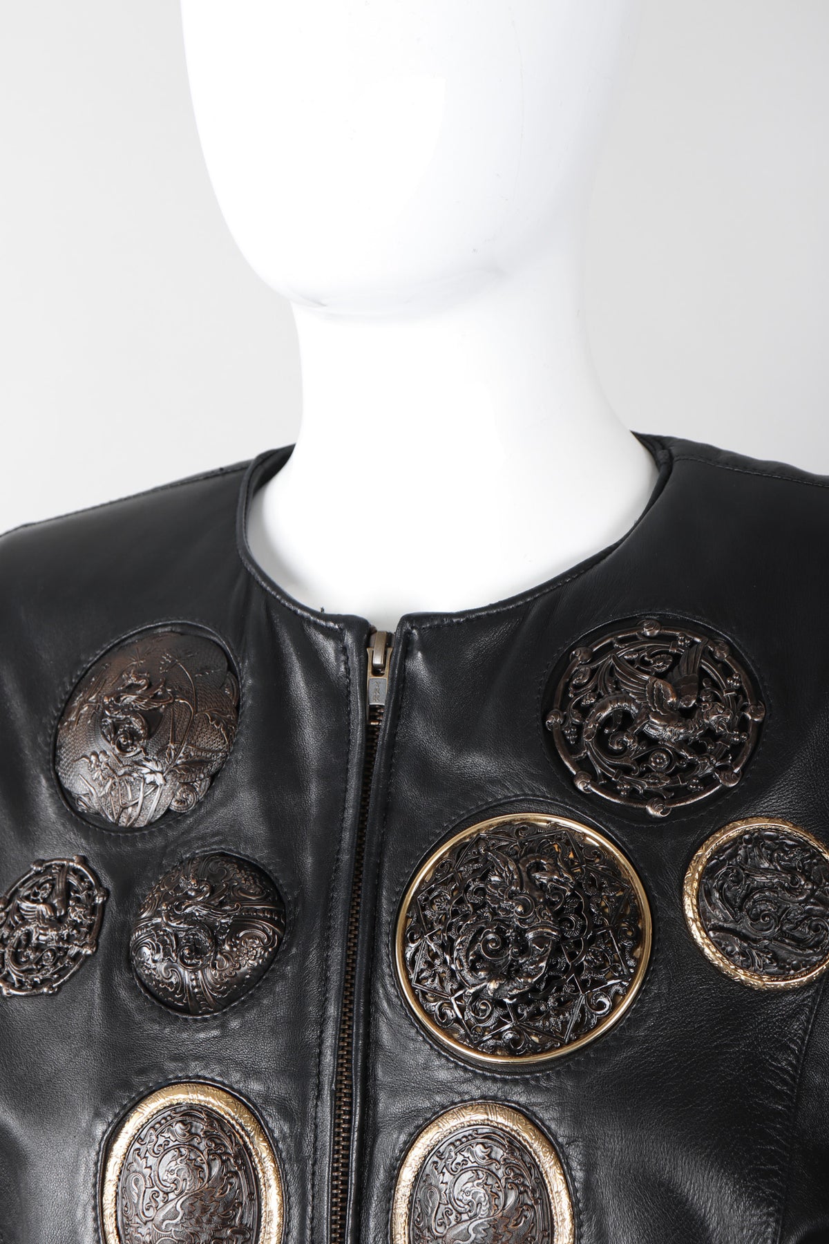Vintage Gianfranco Ferre Leather GoT Dragon Griffin Medallion