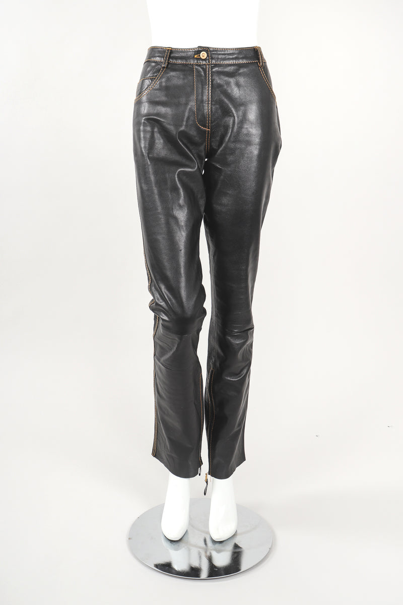 Recess Designer Consignment Vintage Gianfranco Ferre Contrast Stitch Leather Jean  Los Angeles Resale