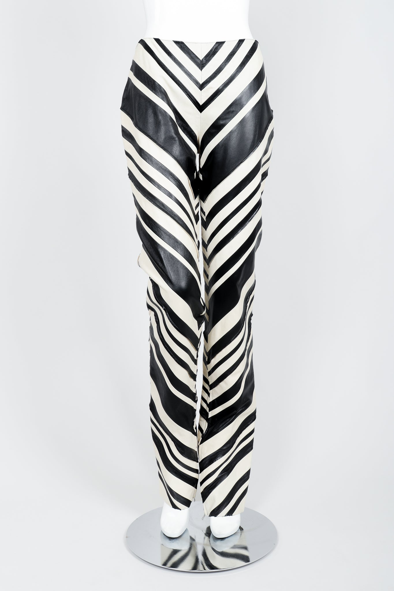 Vintage Gianfranco Ferre Leather Chevron Zebra Pant on Mannequin