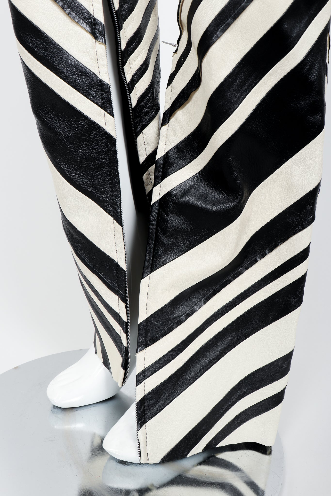 Vintage Gianfranco Ferre Leather Chevron Zebra Pant Leather detail
