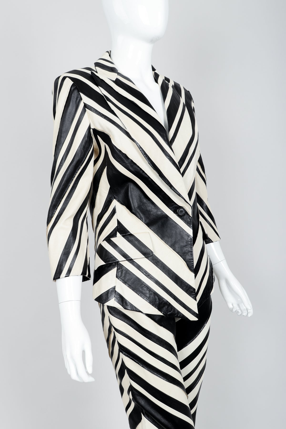 Vintage Gianfranco Ferre Leather Chevron Zebra Jacket & Pant