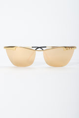 Vintage GianFranco Ferre Gold Mirror Lens Wayfarer Sunglasses Front at Recess LA