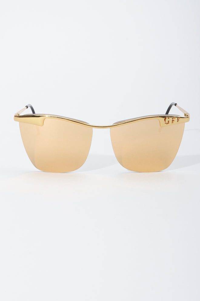 Vintage GianFranco Ferre Gold Lens Aviator Sunglasses Front at Recess LA