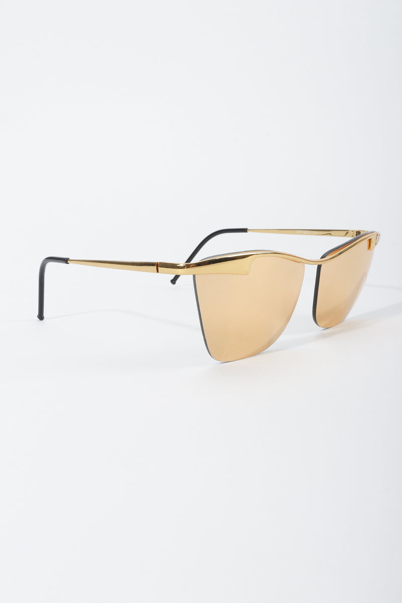 Vintage GianFranco Ferre Gold Lens Aviator Sunglasses Angle at Recess LA