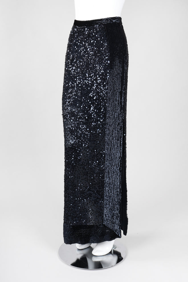 Recess Los Angeles Vintage Gianfranco Ferre Midnight Mini Sequin Chiffon Skirt