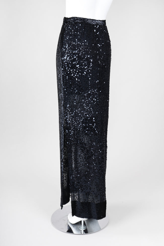 Recess Los Angeles Vintage Gianfranco Ferre Midnight Mini Sequin Chiffon Skirt